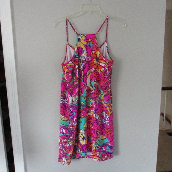 Lilly Pulitzer Dress 100% Silk Slip Dress $198 M Pink Red Orange - Picture 6 of 6